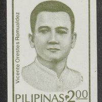 Philippines 1985 Vicente Orestes Romualdez (lawyer) 2p imperf colour trial in bronze-green on gummed wmk'd paper (from the single imperf archive sheet) as SG 1927