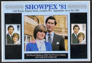 Exhibition souvenir sheet for 1981 Showpex showing,Great Britain Royal Wedding pair unmounted mint
