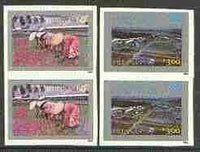 Philippines 1985 Rice Research set of 2 in imperf pairs on gummed wmk'd paper (from the single imperf archive sheets) as SG 1906-07