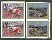 Philippines 1985 Rice Research set of 2 in imperf pairs on gummed wmk'd paper (from the single imperf archive sheets) as SG 1906-07