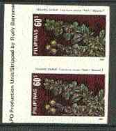 Philippines 1985 Medicinal Plants 60s (Carmona retusa) imperf pair on gummed wmk'd paper (from the single imperf archive sheet) as SG 1883