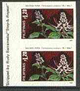 Philippines 1985 Medicinal Plants 1p20 (Orthosiphon aristatus) imperf pair on gummed wmk'd paper (from the single imperf archive sheet) as SG 1884