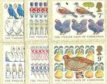 Great Britain 1977 Christmas - Twelve Days of Christmas set of 6 PHQ cards unused and pristine