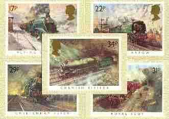 Great Britain 1985 Famous Trains set of 5 PHQ cards unused and pristine