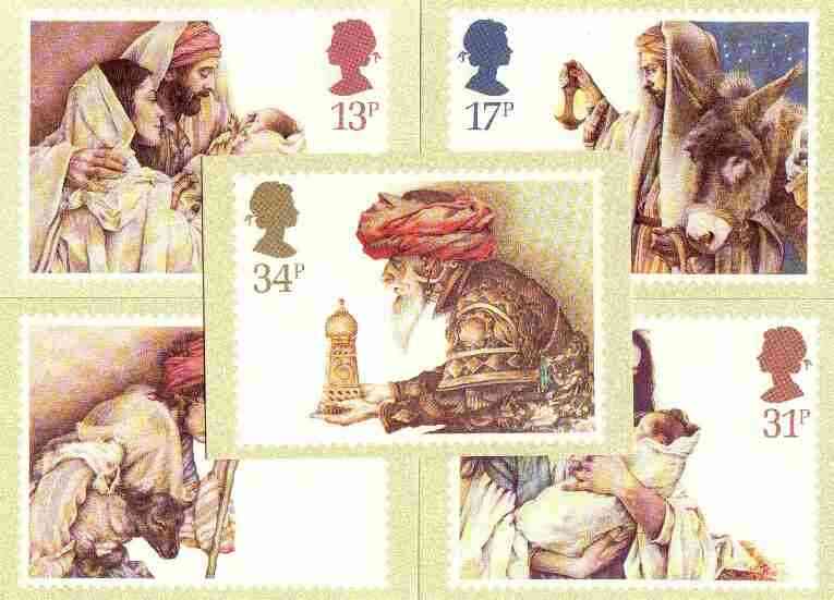 Great Britain 1984 Christmas set of 5 PHQ cards unused and pristine
