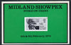 Exhibition souvenir sheet for 1974 Midland Showpex showing,Great Britain Gandhi stamp
