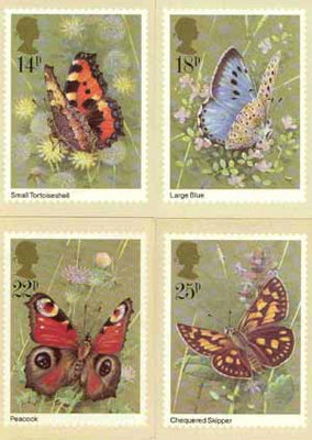Great Britain 1981 Butterflies set of 4 PHQ cards unused and pristine