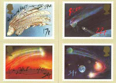 Great Britain 1986 Halley's Comet set of 4 PHQ cards unused and pristine