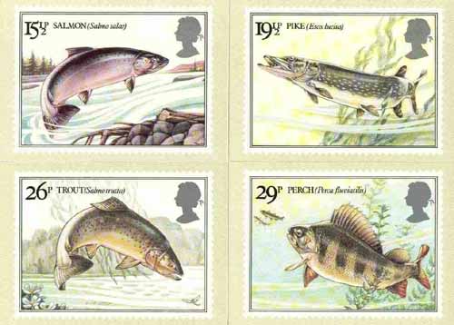 Great Britain 1983 British River Fishes set of 4 PHQ cards unused and pristine
