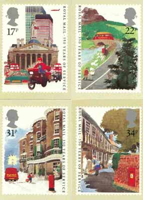 Great Britain 1985 Royal Mail 350 Years set of 4 PHQ cards unused and pristine