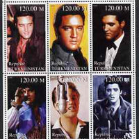 Turkmenistan 1999 Elvis Presley perf sheetlet containing set of 6 values unmounted mint