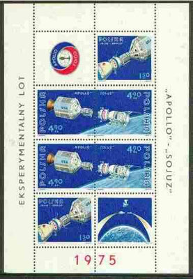 Poland 1975 Apollo-Soyuz Space Link perf m/sheet unmounted mint, SG MS 2376, Mi BL 62