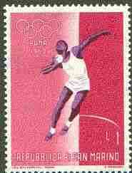 San Marino 1960 Shot Putt 1L (from Olympic Games set) unmounted mint SG 603*