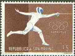 San Marino 1960 Fencing 5L (from Olympic Games set) unmounted mint SG 607*