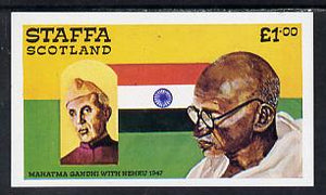 Staffa 1979 Gandhi imperf souvenir sheet (£1 value) unmounted mint