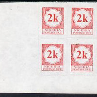 Nigeria 1987 postage due 2k red corner block of 6 rouletted 9 (SG D11a) unmounted mint