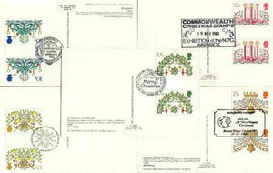 Great Britain 1980 Christmas set of 5 PHQ cards with appropriate gutter pairs each very fine used with first day cancels