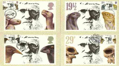 Great Britain 1982 Death Centenary of Charles Darwin set of 4 PHQ cards with appropriate stamps each very fine used with first day cancels