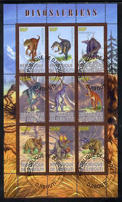 Djibouti 2010 Dinosaurs perf sheetlet containing 9 values fine cto used