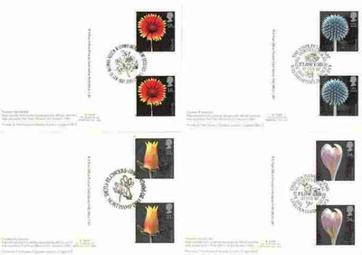 Great Britain 1987 Flower Photographs set of 4 PHQ cards with appropriate gutter pairs each very fine used with first day cancels