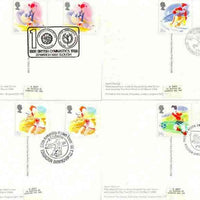 Great Britain 1988 Sports Organisations set of 4 PHQ cards with appropriate gutter pairs each very fine used with first day cancels