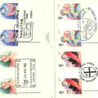 Great Britain 1982 Europa - British Theatre set of 4 PHQ cards with appropriate gutter pairs each very fine used with first day cancels