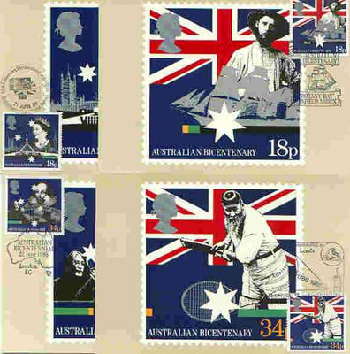 Great Britain 1988 Bicentenary of Australian Settlement set of 4 PHQ cards with appropriate stamps each very fine used with first day cancels