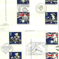 Great Britain 1988 Bicentenary of Australian Settlement set of 4 PHQ cards with appropriate gutter pairs each very fine used with first day cancels