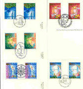 Great Britain 1987 Christmas set of 5 PHQ cards with appropriate gutter pairs each very fine used with first day cancels