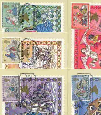 Great Britain 1979 Christmas set of 5 PHQ cards with appropriate stamps each very fine used with first day cancels