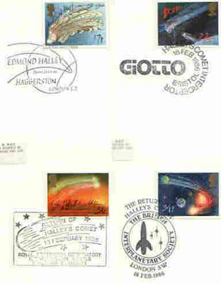 Great Britain 1986 Halley's Comet set of 4 PHQ cards with appropriate stamps each very fine used with first day cancels