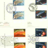 Great Britain 1986 Halley's Comet set of 4 PHQ cards with appropriate gutter pairs each very fine used with first day cancels