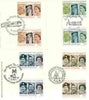 Great Britain 1986 Queen's 60th Birthday set of 4 PHQ cards with appropriate gutter pairs each very fine used with first day cancels