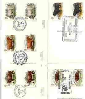 Great Britain 1984 British Cattle set of 5 PHQ cards with appropriate gutter pairs each very fine used with first day cancels