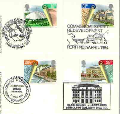 Great Britain 1984 Urban Renewal set of 4 PHQ cards with appropriate stamps each very fine used with first day cancels