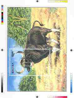 Bhutan 1990 Endangered Wildlife - Intermediate stage computer-generated essay #3 (as submitted for approval) for 25nu m/sheet (Gaur) 190 x 135 mm very similar to issued design plus marginal markings, ex Government archives and pro……Details Below