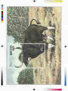 Bhutan 1990 Endangered Wildlife - Intermediate stage computer-generated essay #4 (as submitted for approval) for 25nu m/sheet (Gaur) 190 x 135 mm very similar to issued design plus marginal markings, ex Government archives and pro……Details Below