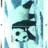 Bhutan 1990 Endangered Wildlife - Intermediate stage computer-generated essay #2 (as submitted for approval) for 25nu m/sheet (Giant Panda) 190 x 135 mm very similar to issued design plus marginal markings, ex Government archives ……Details Below