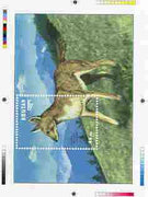Bhutan 1990 Endangered Wildlife - Intermediate stage computer-generated essay #2 (as submitted for approval) for 25nu m/sheet (Asiatic Wild Dog) 190 x 135 mm very similar to issued design plus marginal markings, ex Government arch……Details Below