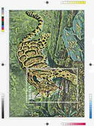 Bhutan 1990 Endangered Wildlife - Intermediate stage computer-generated essay #4 (as submitted for approval) for 25nu m/sheet (Clouded Leopard) 190 x 135 mm very similar to issued design plus marginal markings, ex Government archi……Details Below