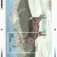 Bhutan 1990 Endangered Wildlife - Intermediate stage computer-generated essay #2 (as submitted for approval) for 25nu m/sheet (Himalayan Shou) 190 x 135 mm very similar to issued design plus marginal markings, ex Government archiv……Details Below