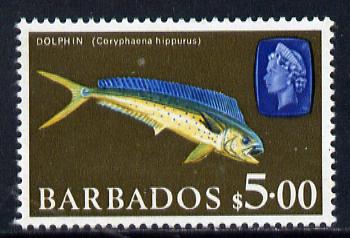 Barbados 1966-69 Dolphin Fish $5 def (wmk sideways) unmounted mint SG 355a