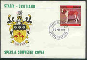 Staffa 1978 St Bernard 6p from perf Dog set of 8, on cover with first day cancel