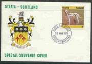 Staffa 1978 Dalmation 9p from perf Dog set of 8, on cover with first day cancel