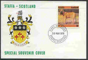 Staffa 1978 Bloodhound 10p from imperf Dog set of 8, on cover with first day cancel
