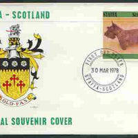 Staffa 1978 Scottish Terrier 12p from perf Dog set of 8, on cover with first day cancel