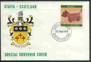 Staffa 1978 Scottish Terrier 12p from perf Dog set of 8, on cover with first day cancel