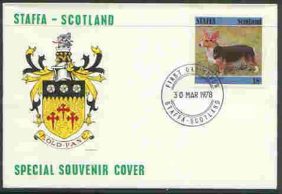 Staffa 1978 Corgi 18p from perf Dog set of 8, on cover with first day cancel