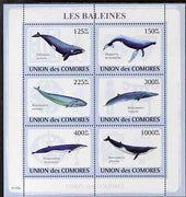 Comoro Islands 2009 Whales perf sheetlet containing 6 values unmounted mint