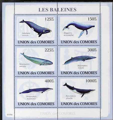 Comoro Islands 2009 Whales perf sheetlet containing 6 values unmounted mint